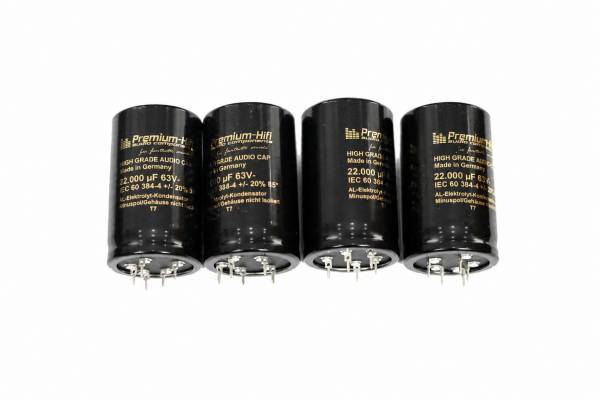Premiuim Lade- und Siebkondensatoren 22.000µF / 63 V – hochwertiges Set mit 4 Stück