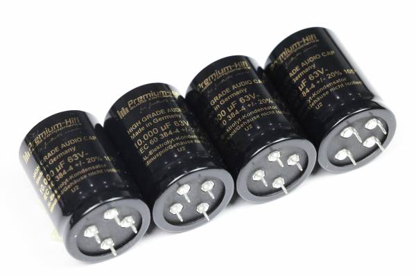 4er-Set Premium High Grade Audio Lade- und Siebkondensatoren 10.000 µF / 63 V für Revox & Studer