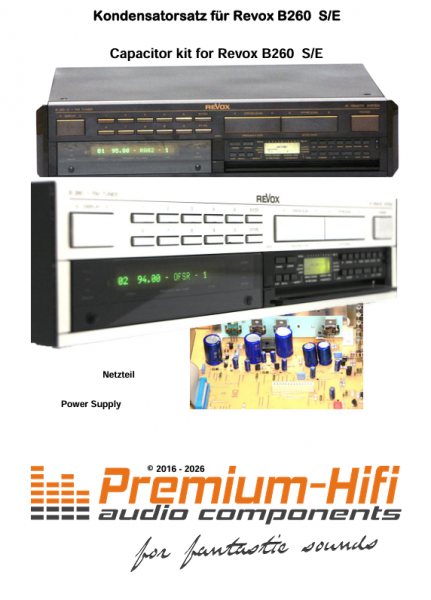 Kondensatorsatz Revox B260 / B260 S / B260 E – Netzteil 1.726.230.00 / 1.726.231.00